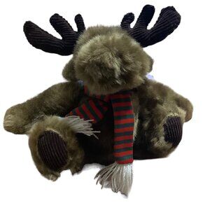 Cherrydale Farms Moose Scarf Pellet Stuffed Corduroy Animal Plush 7.5" Christmas